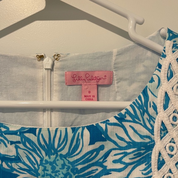 Lilly Pulitzer blue floral shift dress with lace, size 8 - Picture 7 of 7